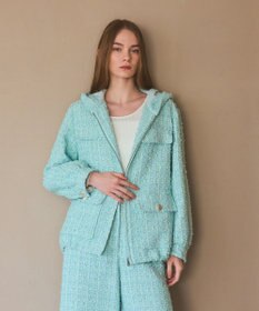 GRACE CONTINENTAL ツイードフーディーコート