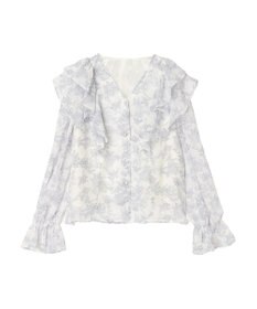 earth music&ecology 花柄ラッフルブラウス