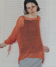 YECCA VECCA 袖シャーリングシアーニット