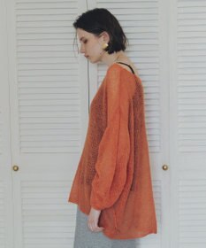 YECCA VECCA 袖シャーリングシアーニット