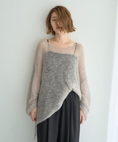 YECCA VECCA 袖シャーリングシアーニット