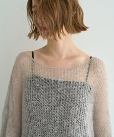 YECCA VECCA 袖シャーリングシアーニット