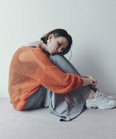 YECCA VECCA 袖シャーリングシアーニット