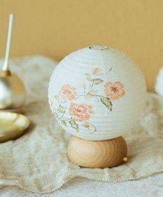 ちょうちん堂 【あかり道】〈手書絵付〉犬バラ ちょうちん ライト