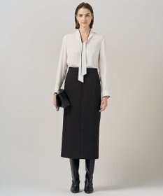 ICB 【CLASSY.掲載・裏起毛】 ウォームサテン Iラインスカート