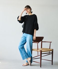 #Newans 【金子綾さんインスタライブご紹介アイテム】【洗える/セットアップ可能】ふくれジャガード パフスリーブブラウス