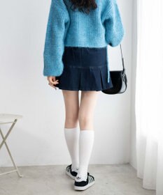 WEGO ベルト付デニムプリーツスカパン