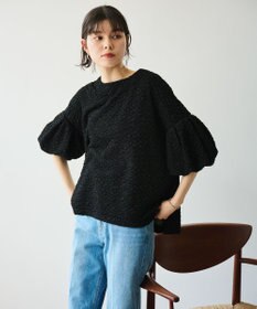 #Newans 【金子綾さんインスタライブご紹介アイテム】【洗える/セットアップ可能】ふくれジャガード パフスリーブブラウス