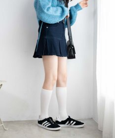 WEGO ベルト付デニムプリーツスカパン