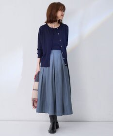 ANY L 【ウエストゴム】ベロアタッチタックスカート