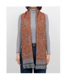 UNBILLION カシュネ cache nez / ウール混グレンチェックフラワージャカードマフラー
