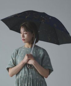 AND WOOL 〈一級遮光生地・晴雨兼用〉ボタニカル刺繍の日傘 （長傘タイプ）