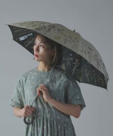 AND WOOL 〈一級遮光生地・晴雨兼用〉ボタニカル刺繍の日傘 （長傘タイプ）