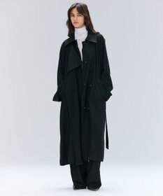 BEIGE， COBURN / シルク混ロングステンカラーコート