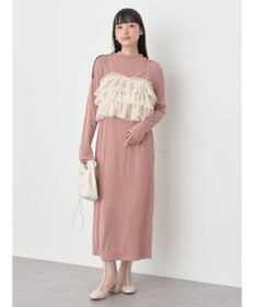 earth music&ecology ＳＥＴ２点リブワンピース＋チュールビスチェ