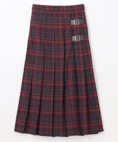 ANY L 【手洗い/ウエストゴム】チェック柄フリンジプリーツスカート