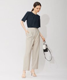 ICB 【洗える】ソフトジョーゼット　ランダムタックブラウス