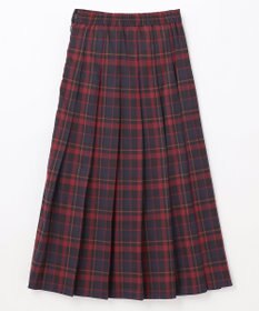 ANY L 【手洗い/ウエストゴム】チェック柄フリンジプリーツスカート