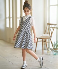 組曲 KIDS 【110-140㎝】ギンガムドッキング ワンピース