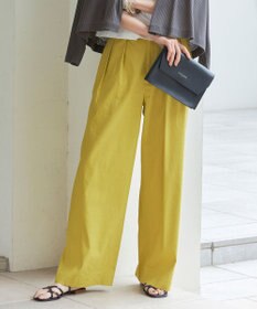 自由区 【セットアップ対応・洗える】リネンビスコースストレッチワイド パンツ