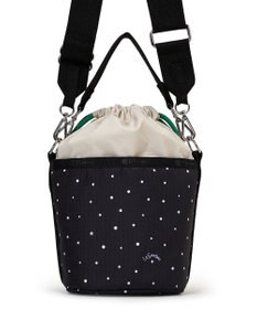 LeSportsac SM DRAWSTRING BUCKET/ブリスドットアイボリー/グリーンコード