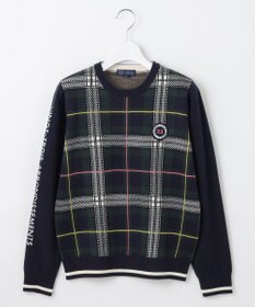 23区GOLF 【WOMEN】チェックジャガード クルーネック ニット