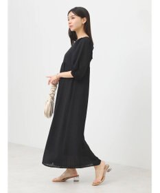 earth music&ecology 膨れジャガードパフ袖ワンピース