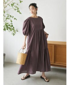 CRAFT STANDARD BOUTIQUE インド綿パフスリーブギャザーワンピース
