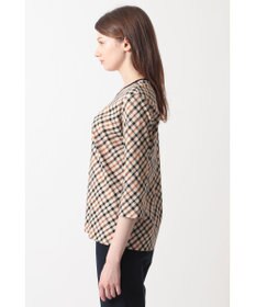 DAKS チェックプリント七分袖Tシャツ