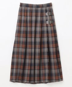 ANY L 【手洗い/ウエストゴム】チェック柄フリンジプリーツスカート