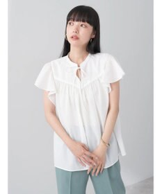 earth music&ecology ギャザーフレンチスリーブブラウス