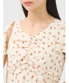 earth music&ecology フロントギャザーフラワーワンピース