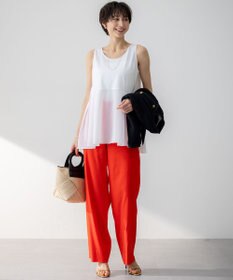 23区 【洗える】ナチュラルコットンベア タフタコンビ タンクトップ