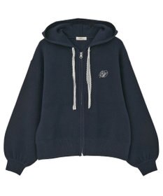 earth music&ecology レースコードダブルジップニットパーカー