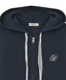 earth music&ecology レースコードダブルジップニットパーカー