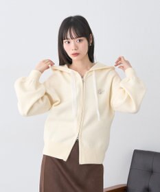 earth music&ecology レースコードダブルジップニットパーカー