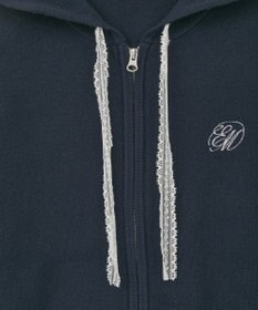 earth music&ecology レースコードダブルジップニットパーカー