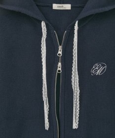 earth music&ecology レースコードダブルジップニットパーカー