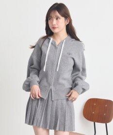 earth music&ecology レースコードダブルジップニットパーカー