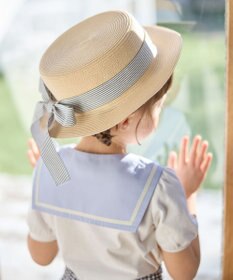 【新品】Wica Grocery カンカン帽子 ブラック・ベージュリボン付 リボンカンカン帽[品番：INGW0008547]｜INGNI （イング）の