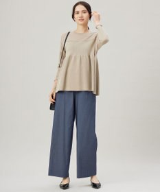 自由区 L 【セットアップ対応・洗える】ドレープツイルワイド パンツ