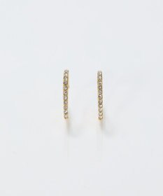 Phoebe 【金属アレルギー対応】ワンタッチライナーハートビジューフープピアス　ゴールド