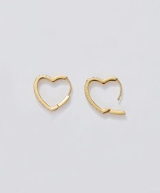 Phoebe 【金属アレルギー対応】ワンタッチライナーハートビジューフープピアス　ゴールド