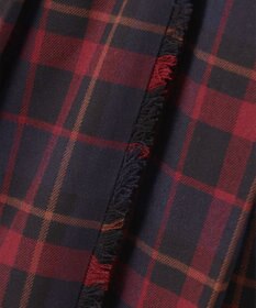 ANY L 【手洗い/ウエストゴム】チェック柄フリンジプリーツスカート