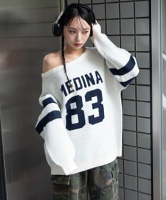 WEGO フラッフィー2WAYグラフィックワンショルBIGニット