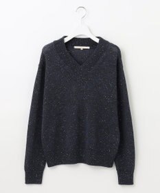 自由区 L 【洗える】スパングルニット Vネックニット