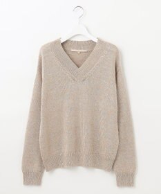 自由区 L 【洗える】スパングルニット Vネックニット