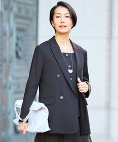 自由区 【カタログ掲載・オンオフ使える・デザインリニューアル・セットアップ対応】リネンライクシンセティックテーラード ジャケット ダークブラウン