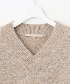 自由区 L 【洗える】スパングルニット Vネックニット
