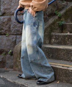 WEGO ワーカーズダブルニーデニムパンツ